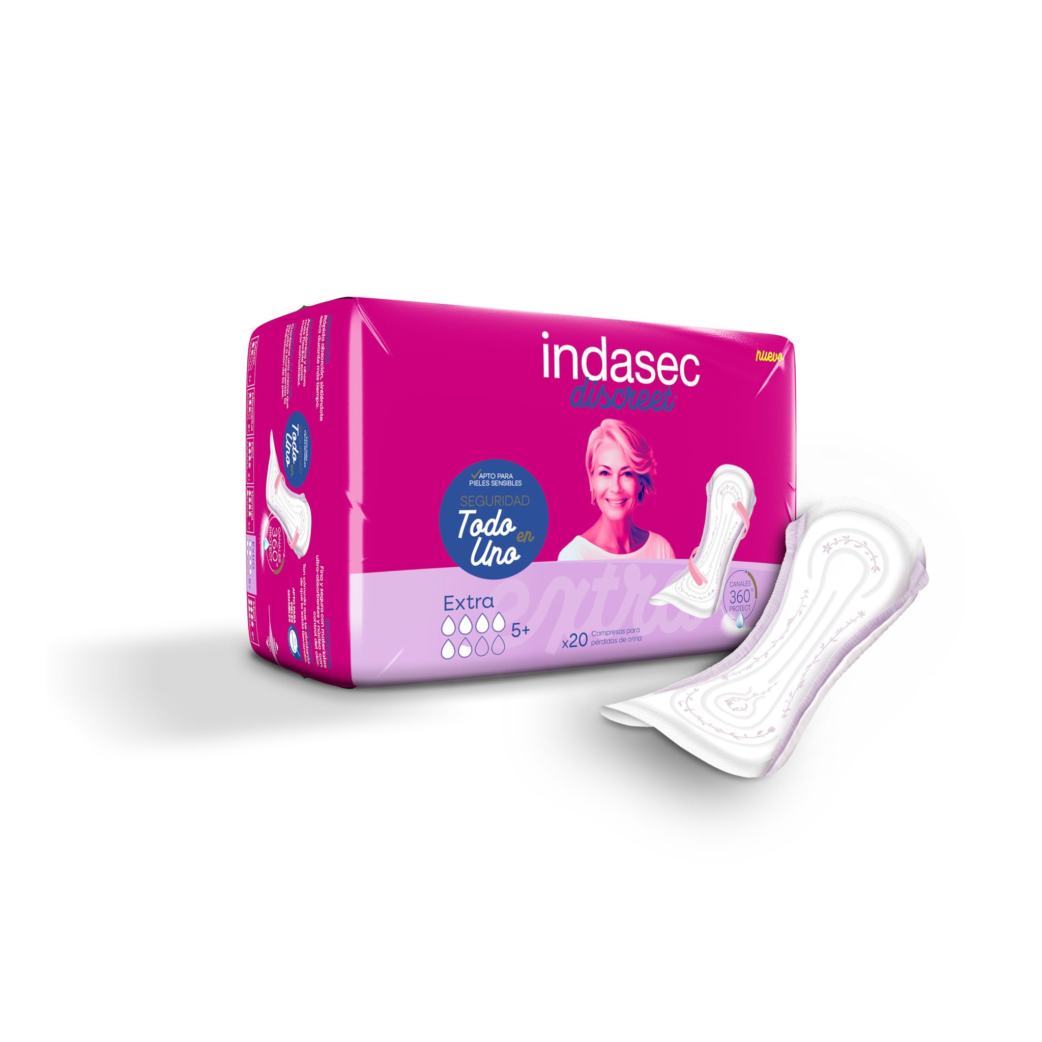 Indasec, Discreet Extra, confezione da 6 sacchetti, confezione da 120