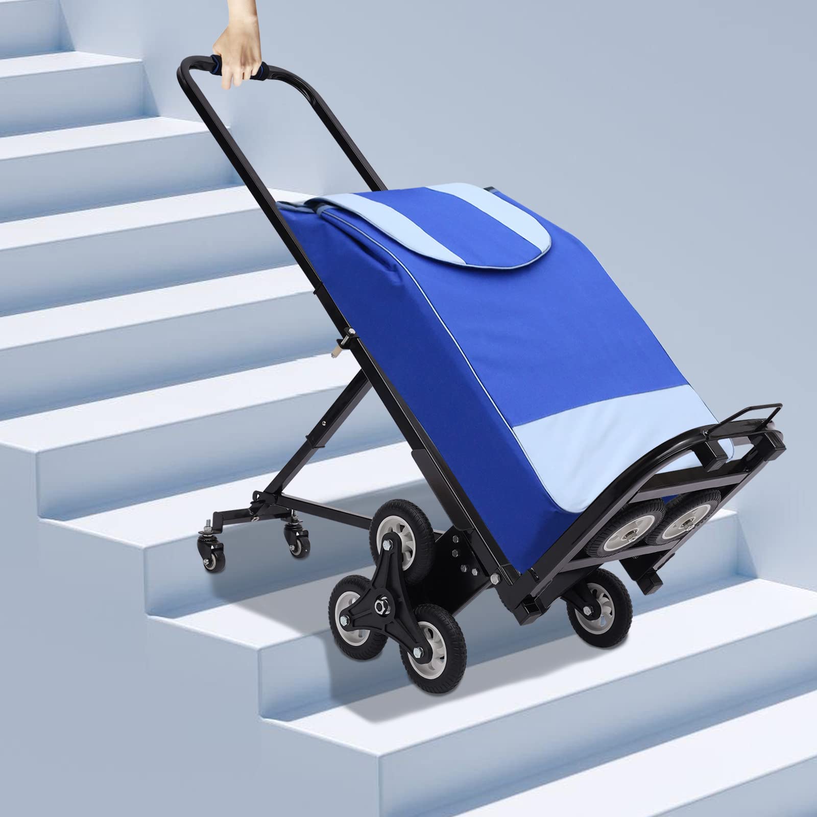 Carrello Pieghevole Per Scale - Carrello Trasporto 150 Kg, 8 Ruote, Regolabile In Altezza, Per Magazzini E Traslochi - Foto 3