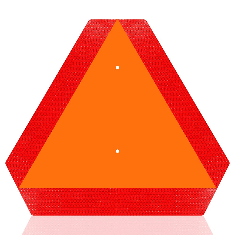 SICOL PLUSSlow Moving Vehicle Sign Rust Free Aluminum sheet 0.5 mm (Pack of 01) Golf Cart Accessories, smv signs UTV Tractor Reflective warning signs size 16 x 14 Inches (16 X 14 Inches (Aluminum))