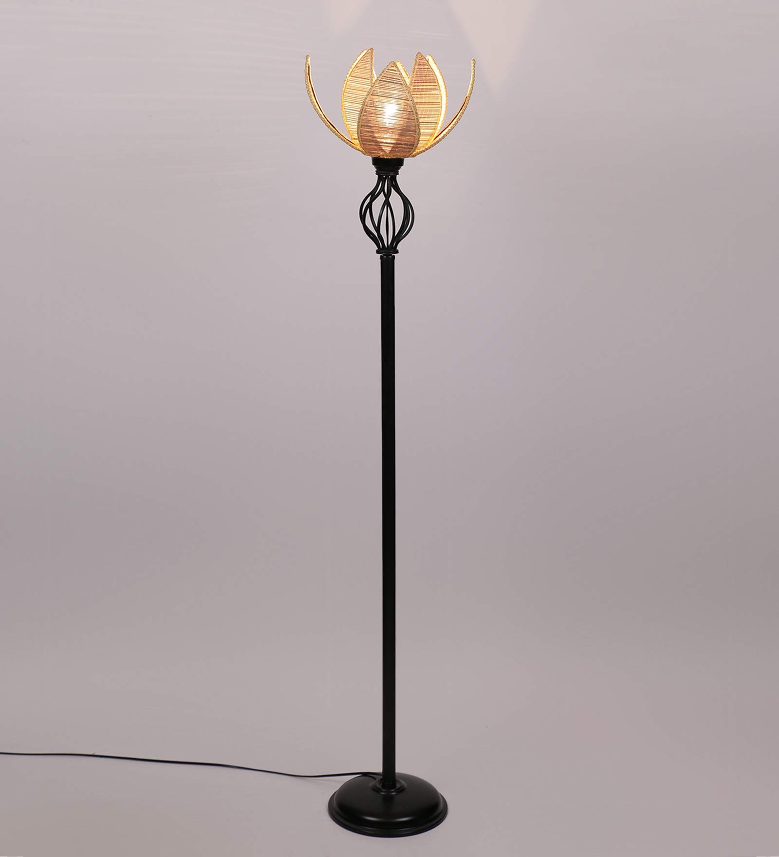 Devansh Natural Hand Made Rose Bamboo Basket Fashionable Iron Floor Lamp (Bamboo) 2