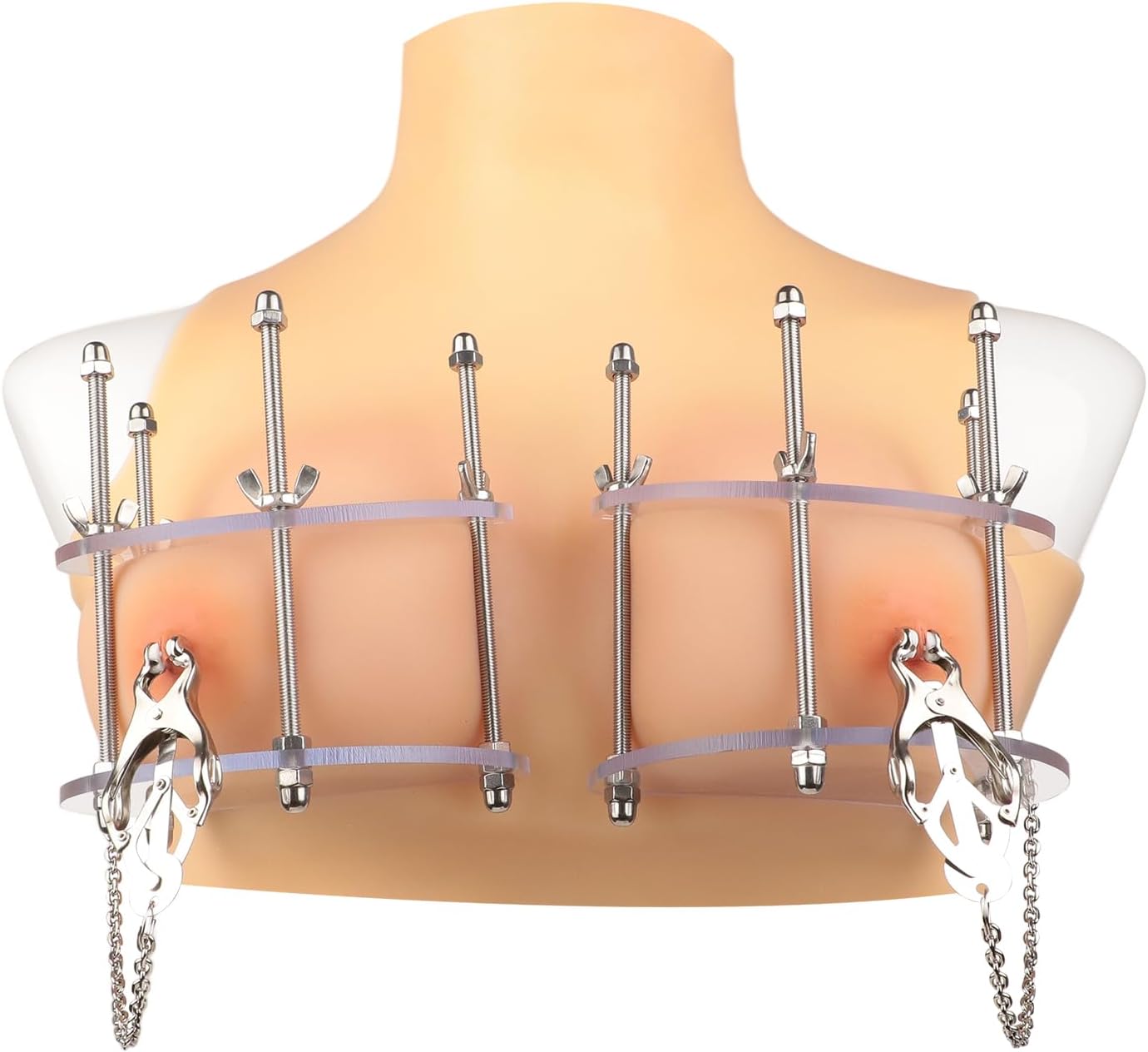 1 Pair of Adjustable Metal Nipple Clips with PC Boards, Reusable Nipple Bondage Clamps with Chains Adult Sex Toy for Women