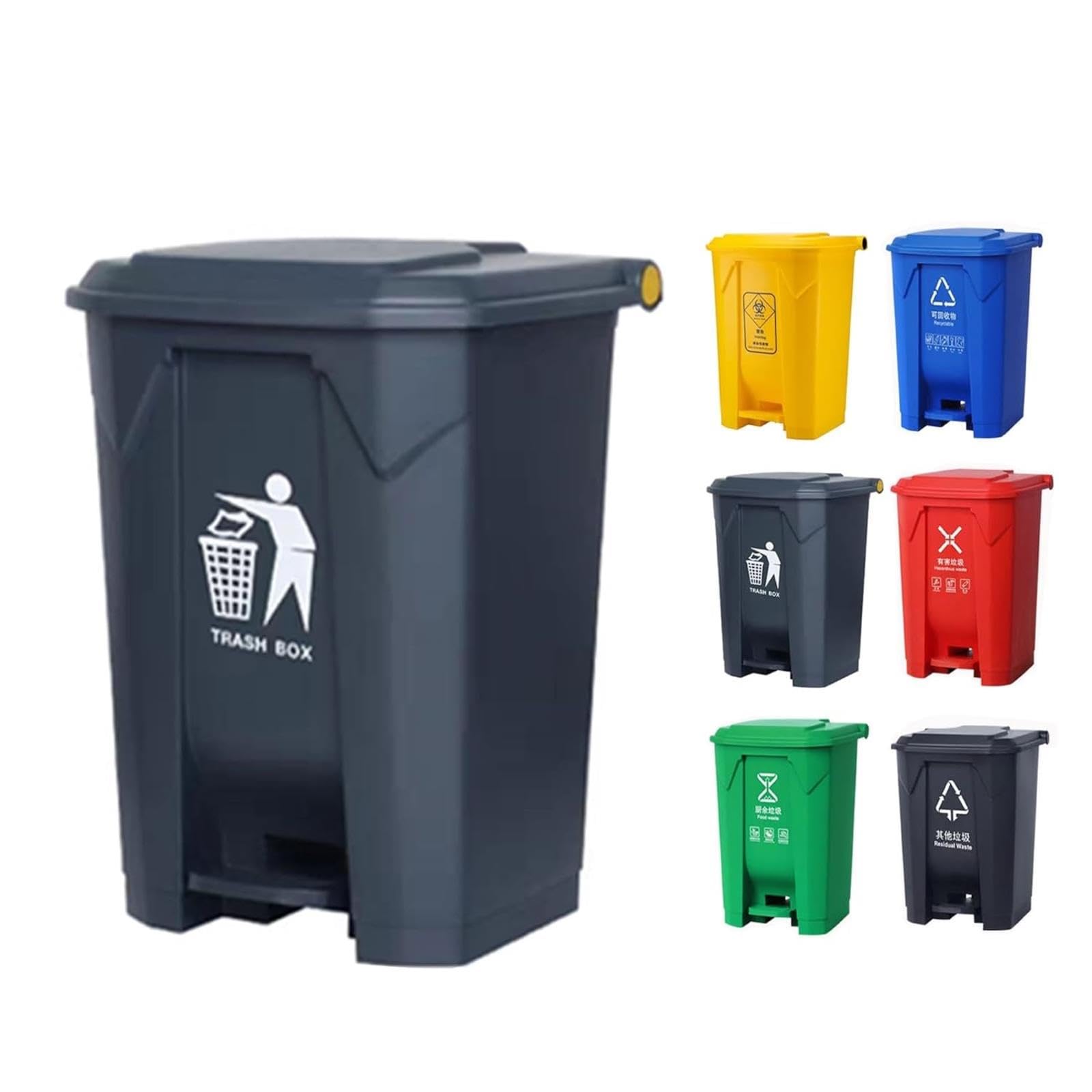 VITIWEDTY Step-On Outdoor Trash Can with Lid, Durable PP Garbage Bin, Odor-Sealing Waste Container for Home and Outdoor Use (Black 21 Gallon)