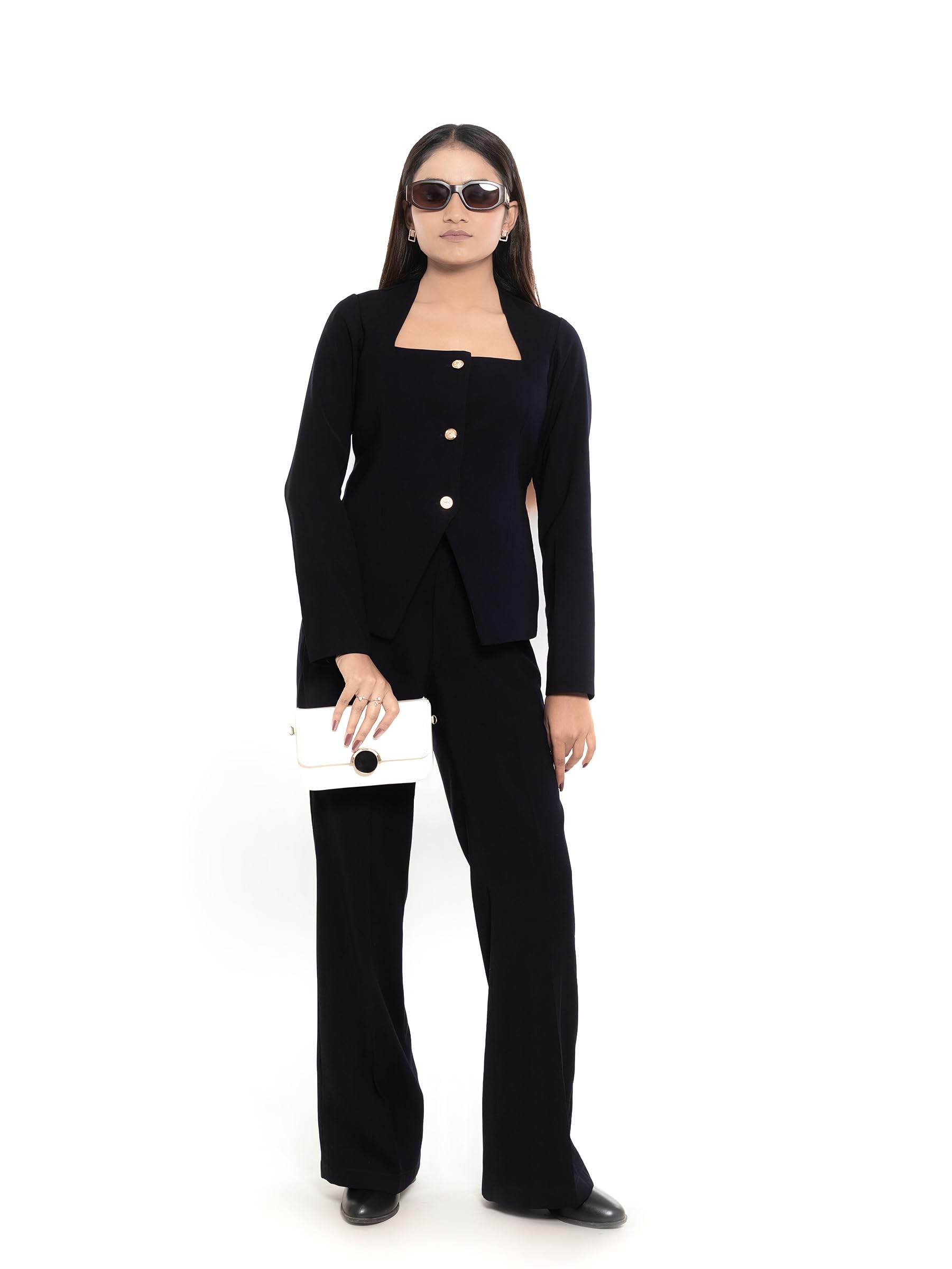 Noxera Women’s Navy Blue Formal Blazer & Trouser Suit Set | Premium Office Wear Co-Ord Set | Business Casual Workwear for Women-image-8