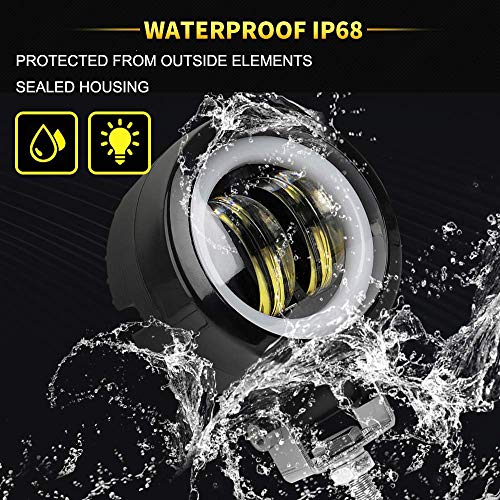 40W LED Auxiliary light 2PCS 3'' Motorcycle LED Fog Driving Running Lights with DRL Angel Eye 6000K White Spot Lighting Off-road Vehicle Marine Work Light, 2 Years Warranty (2PCS,Blue Halo) - Thumbnail 5