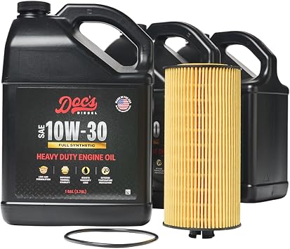 Docs Diesel 6.0L and 6.4L Power Stroke Oil Change Kit for Ford F-250, F-350, F-450, F-550, Excursion 2003-2010, 10W-30 Full Synthetic Engine Oil | 3-Gallon