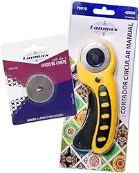 Cortador Circular Amarelo 45mm Manual Tecido Papel + Brinde Lamina Extra Tecido Papel Tecido