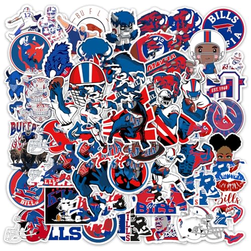 70PCS Buffalo Stickers Pack - New York Football & Rugby Decals for Water Bottles Laptops Cars Helmets & Scrapbooks - Waterproof Vinyl Gifts for Kids Teens & Sports Fans