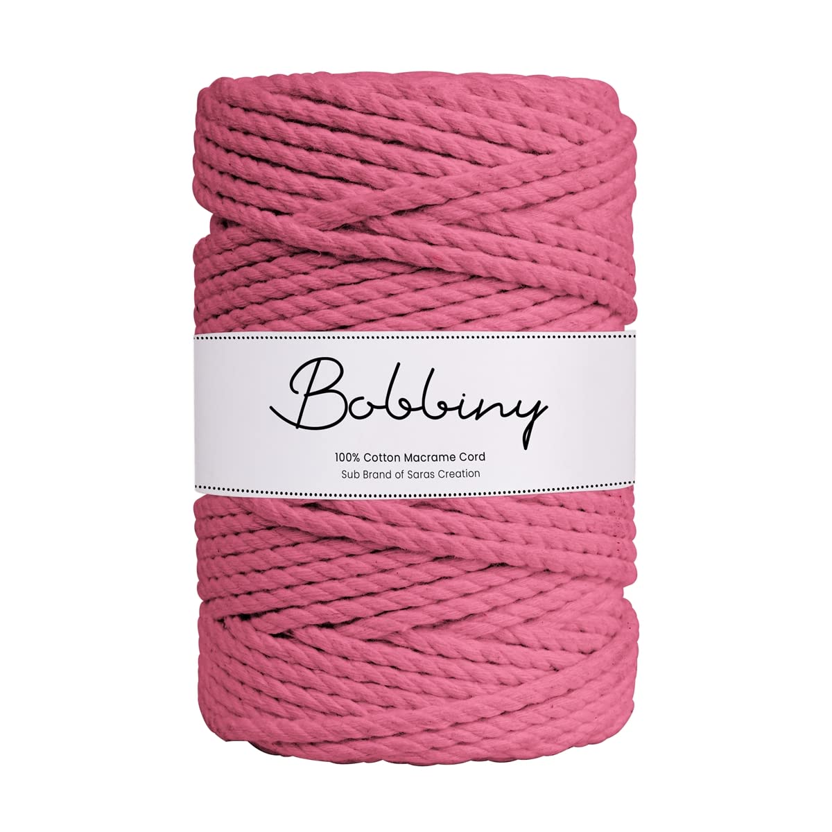 Bobbiny | 3 Ply Twisted Macrame Cotton Cord Dori (Roll Packaging) Thread for Macrame DIY and Other Projects | Bubble Gum | 3mm,50 Meter