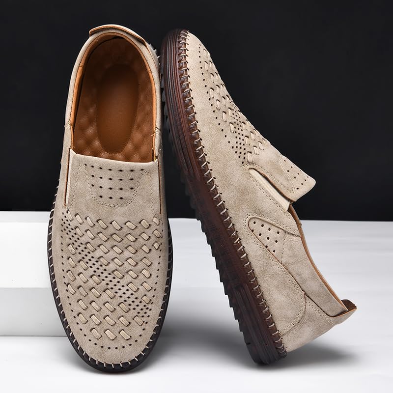 Men's Orthopedic Cowhide Leather Slip-On Loafers - Non-Slip Breathable Casual Driving Work Walking Shoes with Arch Support4