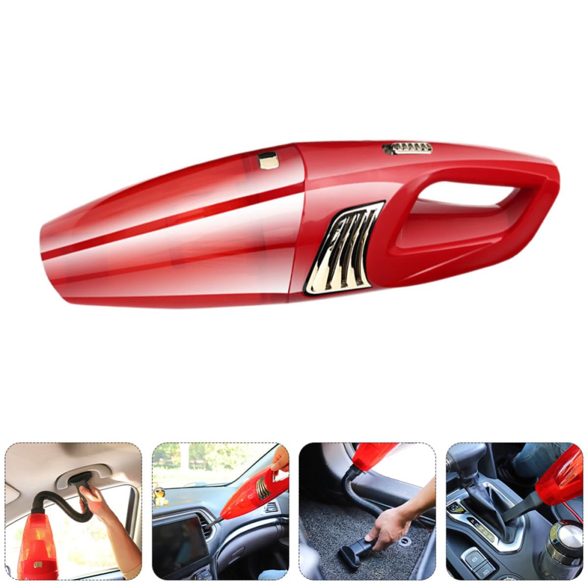 NUOBESTY Aspirapolvere Portatile per Auto Rosso in Abs, Mini Aspirabriciole senza Fili, Leggero e Potente la Pulizia Durante la Guida