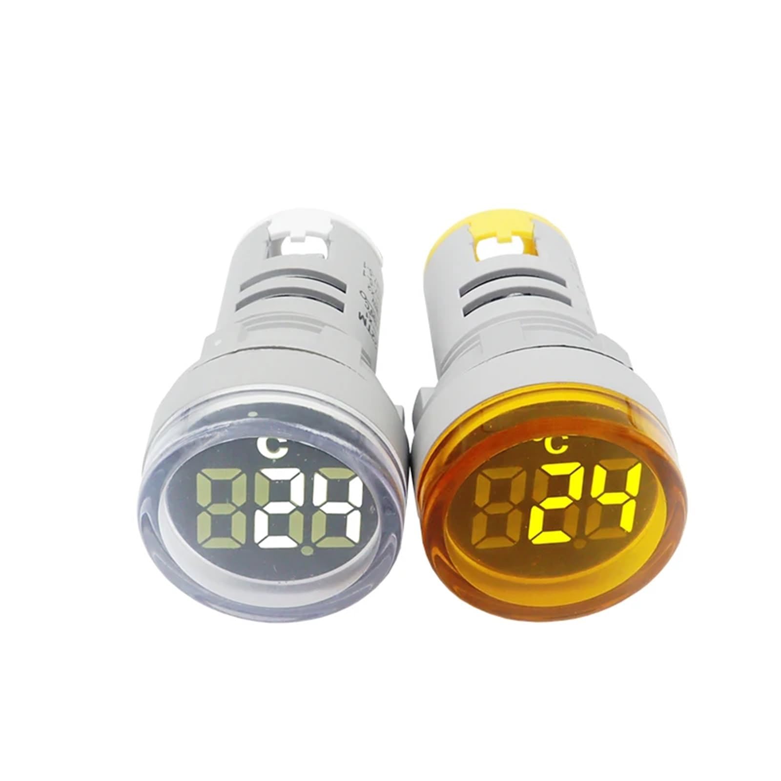 Termómetro digital redondo con indicador LED de 22 mm, 6 unidades, voltaje de 20 °C a 199 °C, CA 50-380 V, sonda de detección de temperatura con cable.(GREEN)