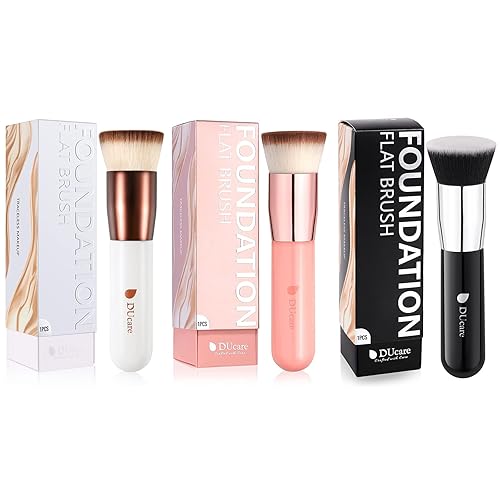 DUcare - Brocha para base de maquillaje, 3 piezas, parte superior plana Kabuki, brochas de maquillaje profesional, mezcla de líquidos, polvo