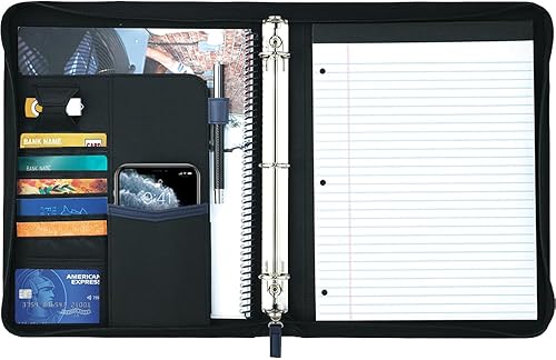 Gorbado Carpeta portafolio con cremallera, organizador de documentos de currículum de entrevistas. Organizador de carpetas para teléfono y tarjetas