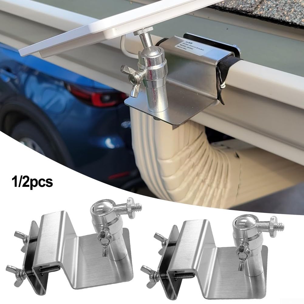 Lot de 2 supports réglables pour panneau solaire de gouttière pour caméras Eufy et Arlo, vis de 6,35 mm, support solaire en acier inoxydable résistant aux intempéries pour caméra de sécurité