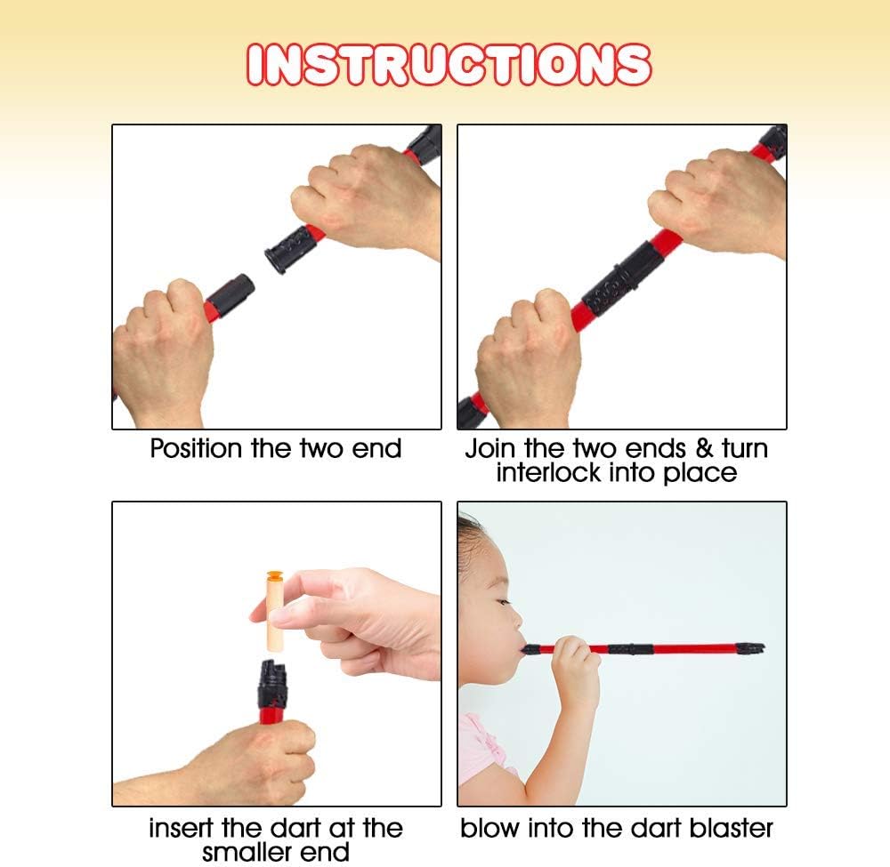 ArtCreativity Ninja Blow Darts, Set of 6 Blasters with 2 Darts Each, Ninja Toys for Kids, Fun Halloween Costume Accessories, Best Ninja Birthday Party Favors, Blowdart Goodie Bag Fillers - Image 4