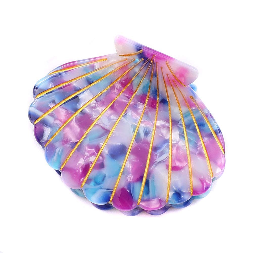 Teppylony Women Fashion Shell Shape Claw Clips Acrylic Resin Jaw Clip Hair Clamps Marble Pattern Hairpins Hair Accessories (Purple)