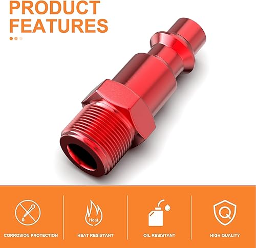 Miniatura 70 de GASHER Enchufe de aire industrial hembra NPT de 1/4 pulgadas, enchufes neumáticos 300PSI (paquete de 10)