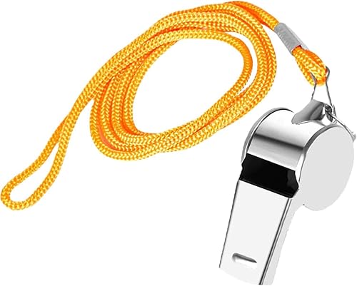 Silbato de entrenador, silbato de hockey de metal con cordón, silbato de seguridad para navegación, pesca, barco, camping, senderismo, caza,