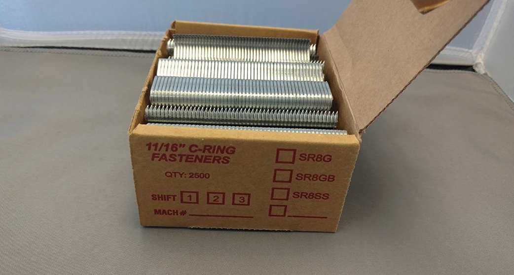 Premium Quality American Made SR8G Galvanized Sharp Point Hog Rings, 2500 Pieces, Used for Fabrics, Plastics, Sausage Casings, Ice Bags, DIY Craft, Furniture, and More.