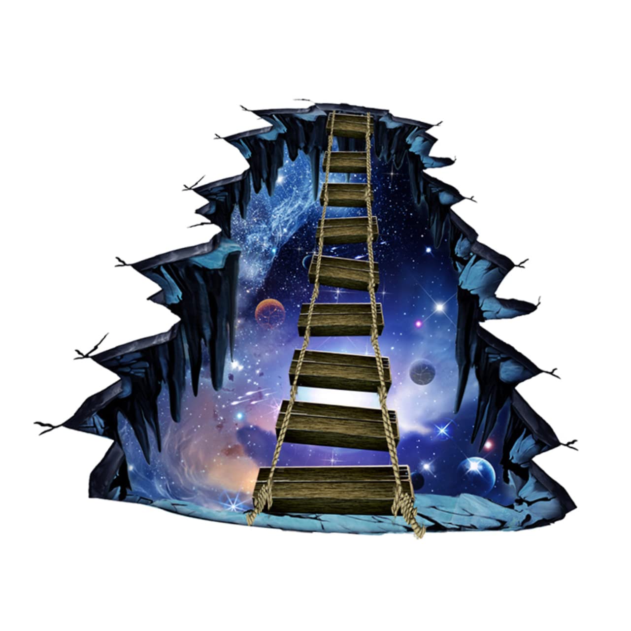 jojofunyFloor Trim Interstellar Creative 3D Wall Decals Universe Wall Clings 3D Floor Decals Home Décor 3 Sticker 3D Wall Sticker Home Decor Stickers 3D Floor Sticker Wallpaper Mural Space