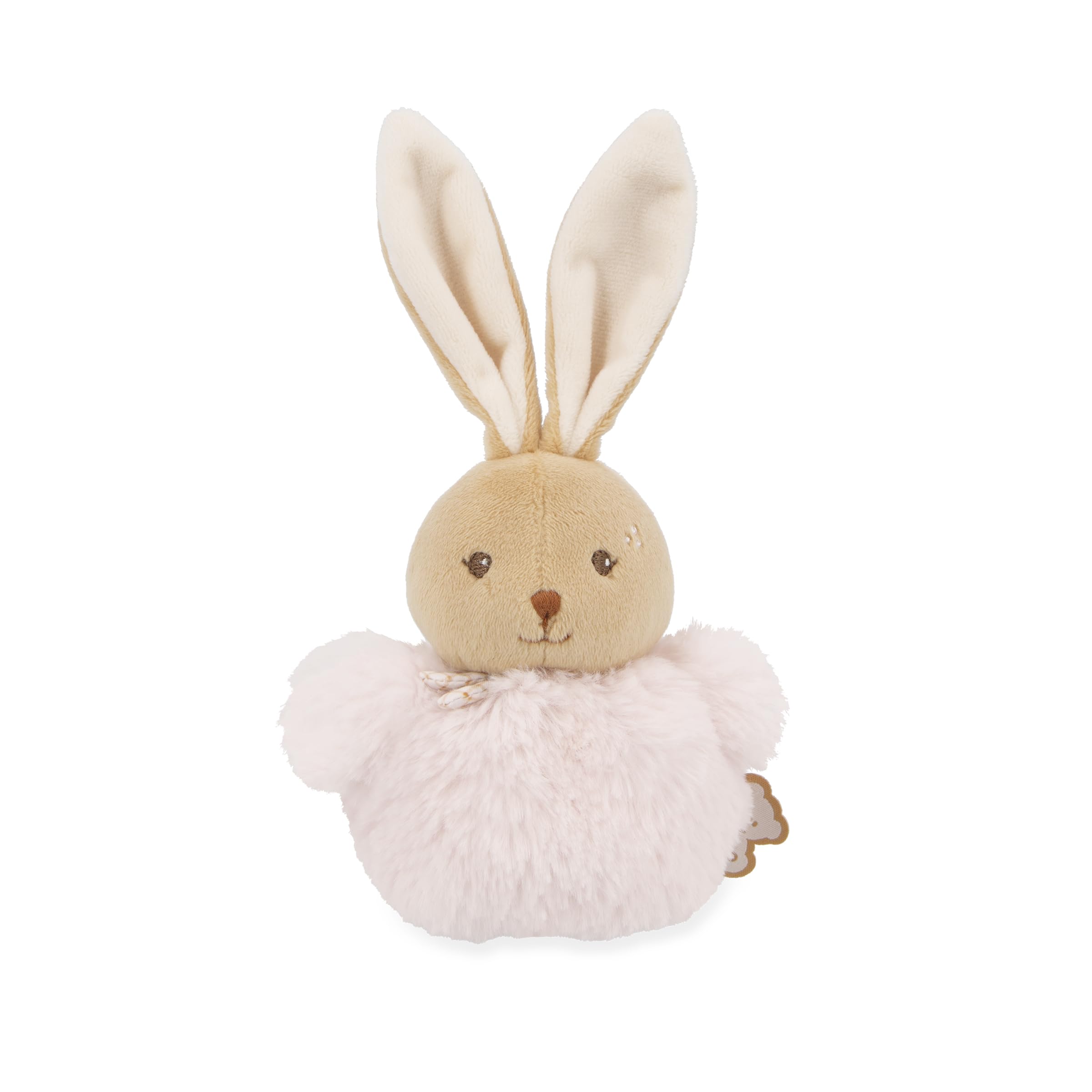 Kaloo - Pompon Rabbit Plush Toy – Soft Companion for Babies from Birth – 90% Recycled Materials – Machine Washable – Baby Gift with Ties and Checkered Scarf - K214024