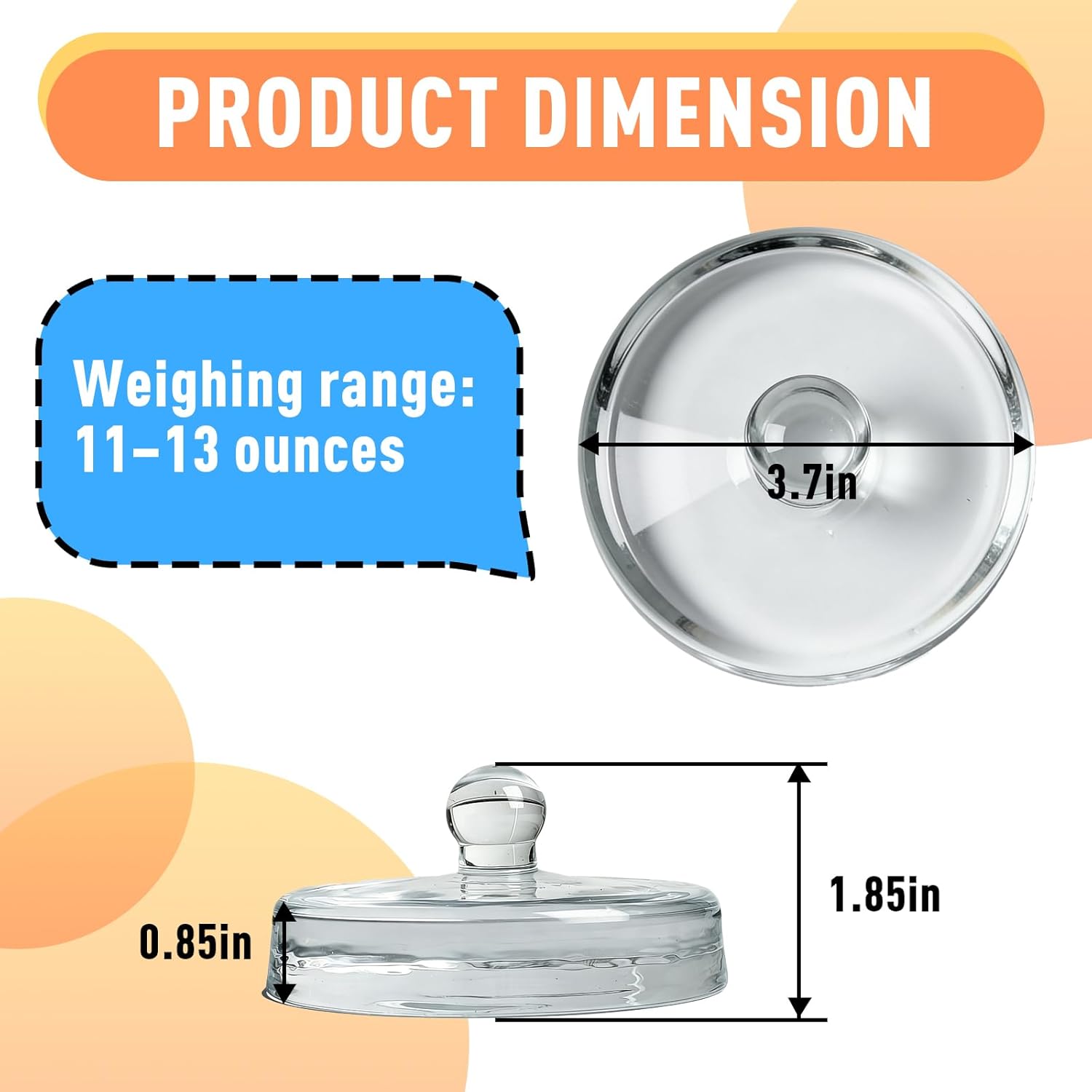 4 Pcs Fermentation Weight for 3.8-inch Larger Gallon Jar, Glass Fermenting Weight with Easy-Grip Handle for Pickling Cucumbers, Kimchi, and Sauerkraut