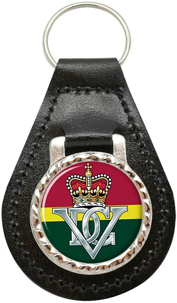 Giftshop Uk Unisex Black Leather And Silver Metal 5Th Royal Inniskilling Dragoon Guards, British Army Leather Key Fob