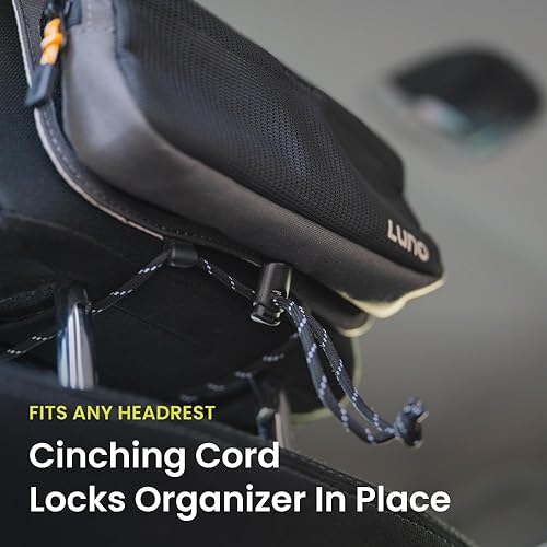 Miniatura 5 de Luno Organizador universal para reposacabezas  Almacenamiento para reposacabezas de coche con 5 bolsillos, bolsa Molle extraíble y almacenamiento