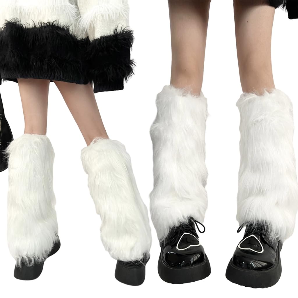 Fuzzy Faux Furs Leg Warmers Furs Long Cuffs Has Elastic Pair Carnivals Boot Uniform