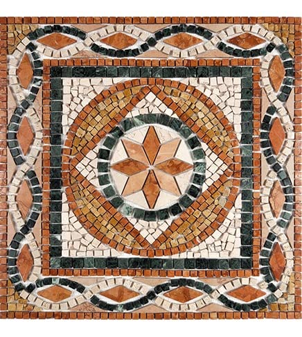 Rosette Mosaikrosette aus Marmor, für Innen und Außen, Berlin, 66 x 66 cm