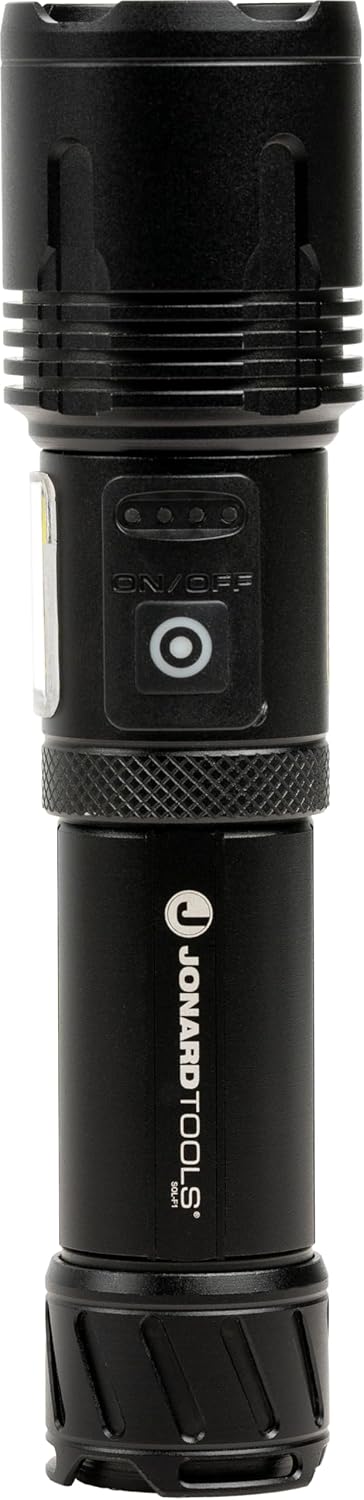 Jonard Tools Solis SOL-F1 Rechargeable Tactical Flashlight - 1500 Lumens, IPX4 Rated, Adjustable Zoom Head, Hands-Free Magnetic Base