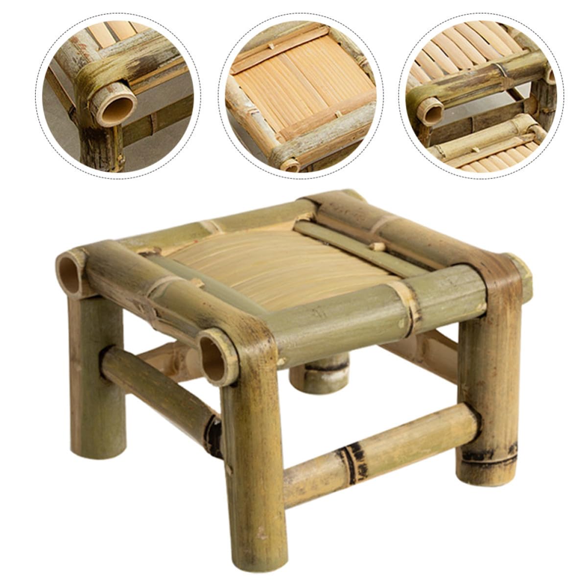 Abaodam Taburete de Bambú, Taburete Pequeño Hogar, Retro, Bambú, Fácil de Limpiar, Ahorra Espacio, para Disfrutar del Té y Ducharse