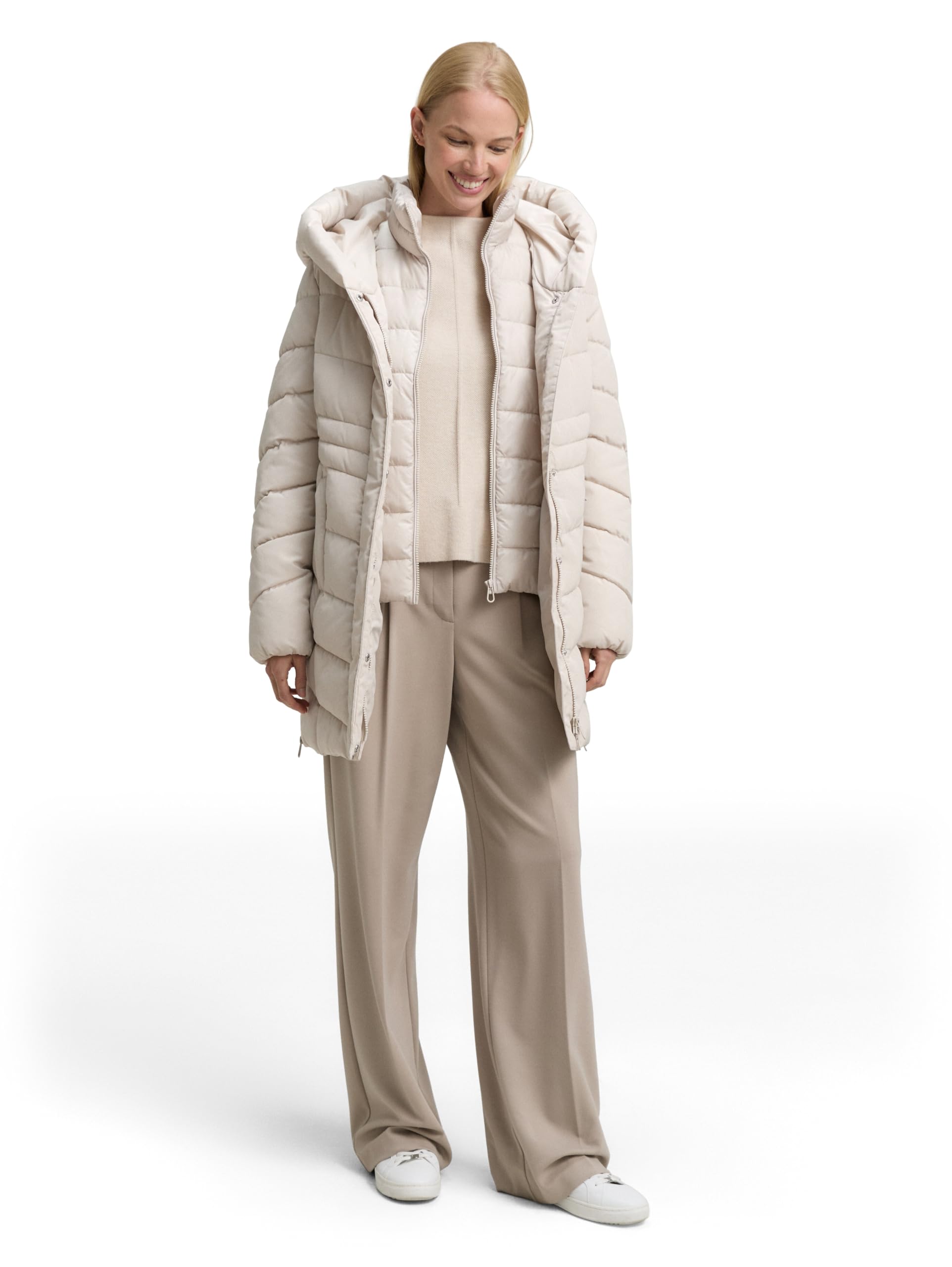 TOM TAILOR Damen Puffer-Mantel im 2-in-1-Look