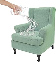Vista 16 de Eco-Ancheng Funda para silla Wingback, 2 piezas, respaldo de ala, fundas de elastano para sillón con respaldo de ala, fundas para sillón con parte