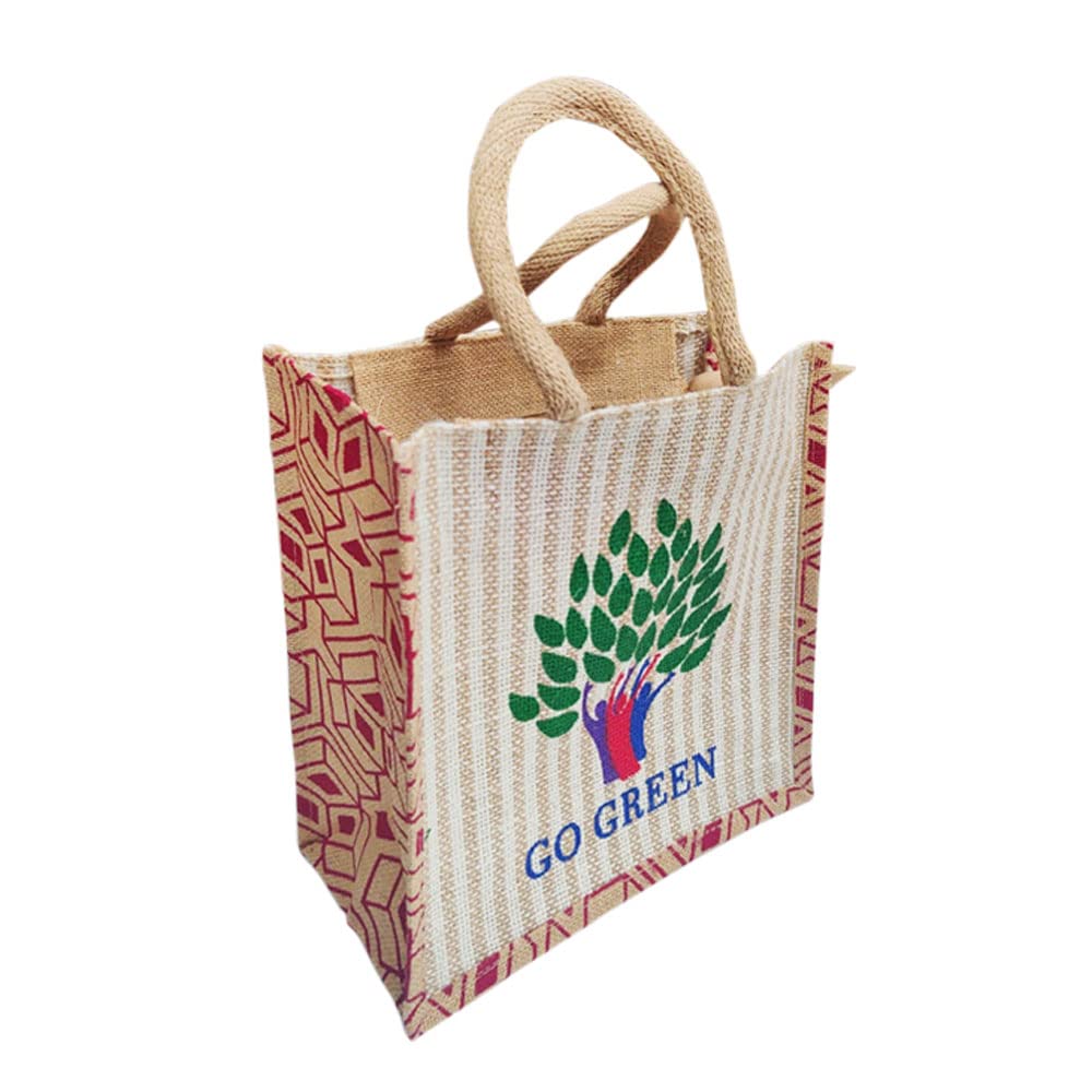 Mats Avenue Hand Crafted Jute Lunch Bag Multi Purpose for Office, Travel, Picnic and Many More Printed 31x15x30 CM Large-image-13