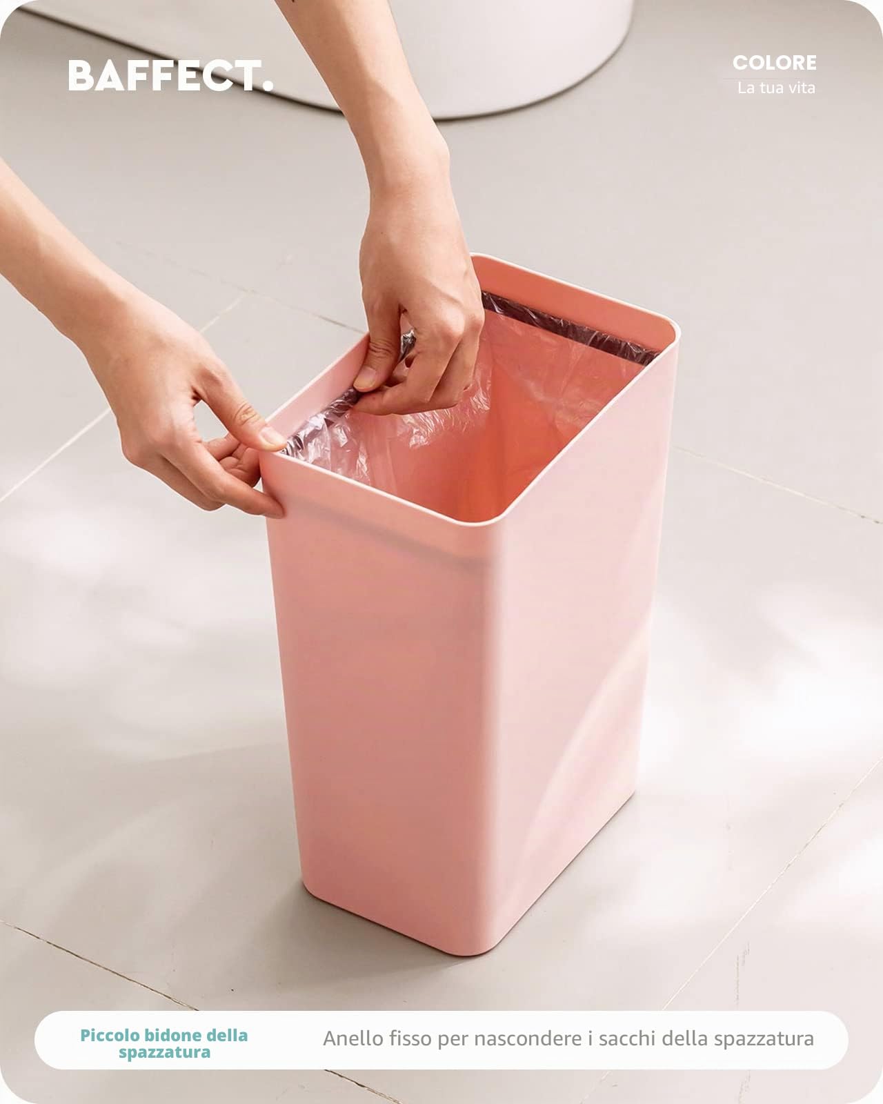 Baffect Spingere Top Coperchio Pattumiera Pattumiere Pattumiere, Pattumiera per Cucina Bagno 8L (Rosa)