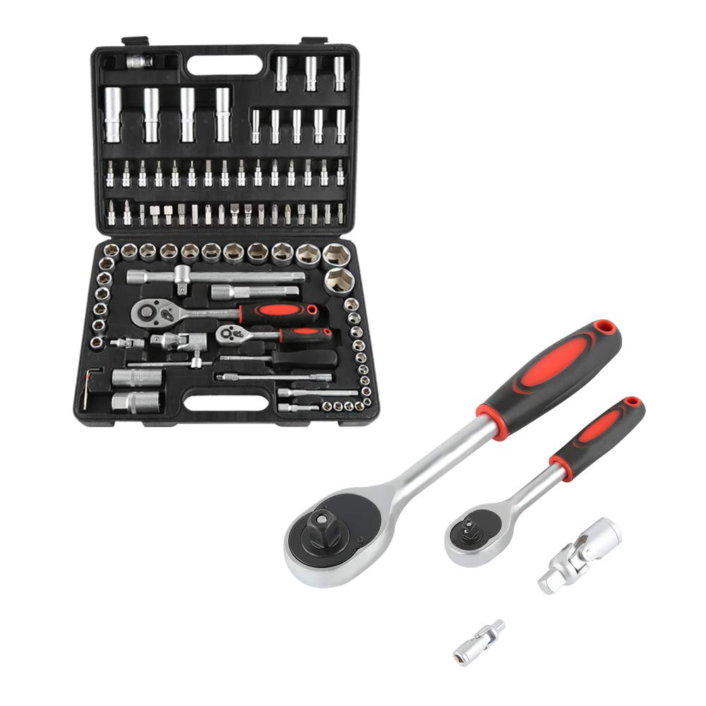 Juego de Llaves de Vaso Profesionales, Vasos, Carraca, Puntas de Destornillador, Kit de Herramientas Mecánicas, para la Reparación del Hogar y Bricolaje, Maletín, Universal(94pcs)