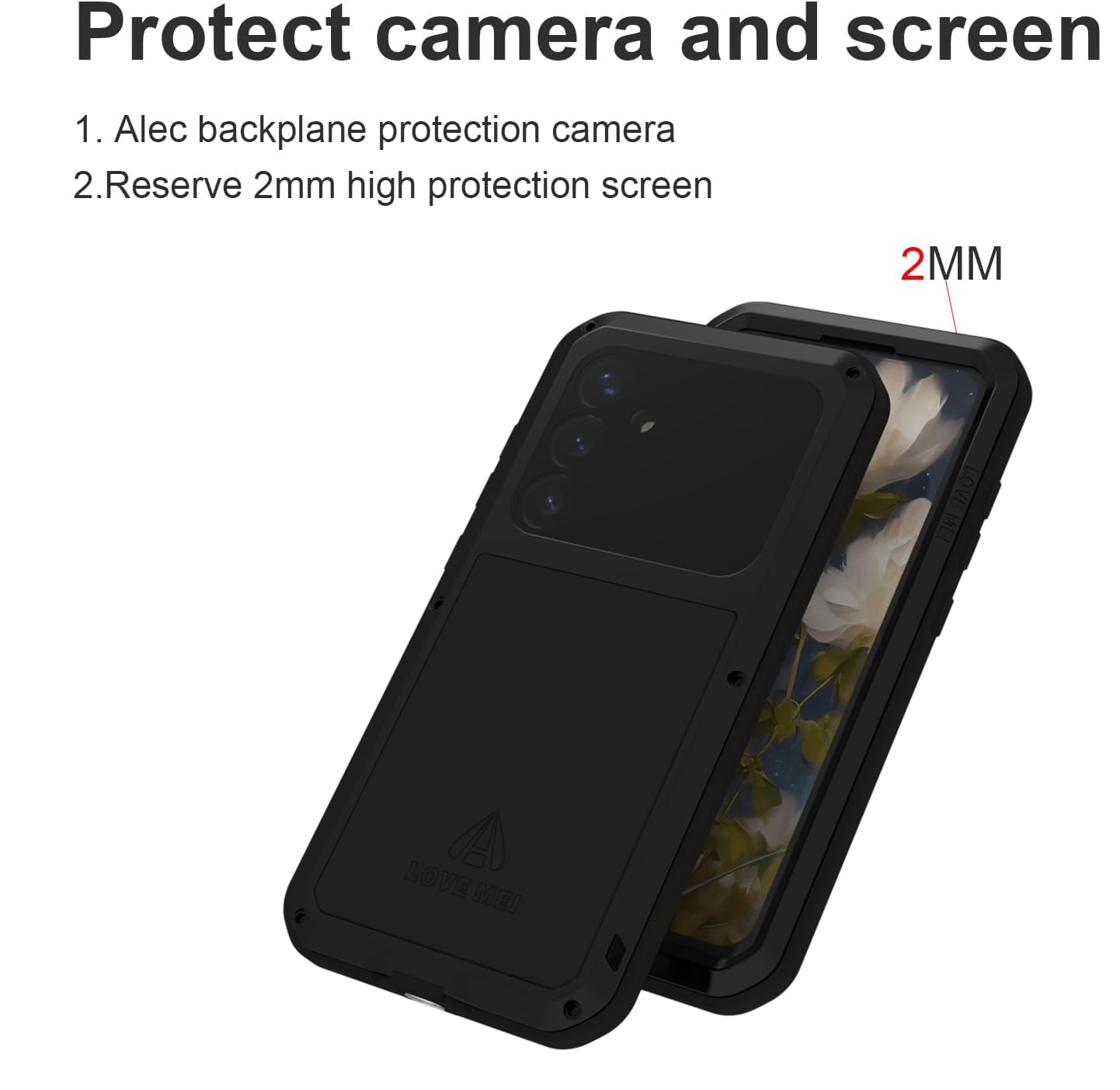 LOVE MEI Compatibile con Samsung Galaxy S25 Plus, sport all'aria aperta, militare, resistente, antiurto, antipolvere, ibrido, in alluminio + silicone + vetro temperato (verde)