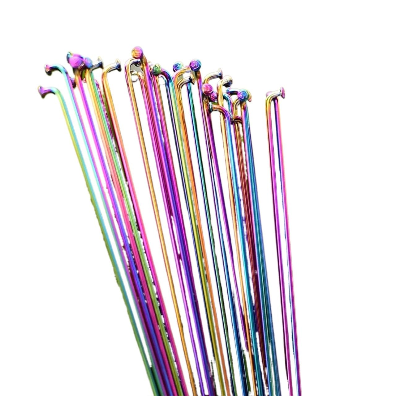 Rainbow 14G 304 Stainless Steel Spokes – 259/261/271/273/291/293mm for 26/27.5/29 Inch MTB & Road Bike(259MM x 12pcs color)