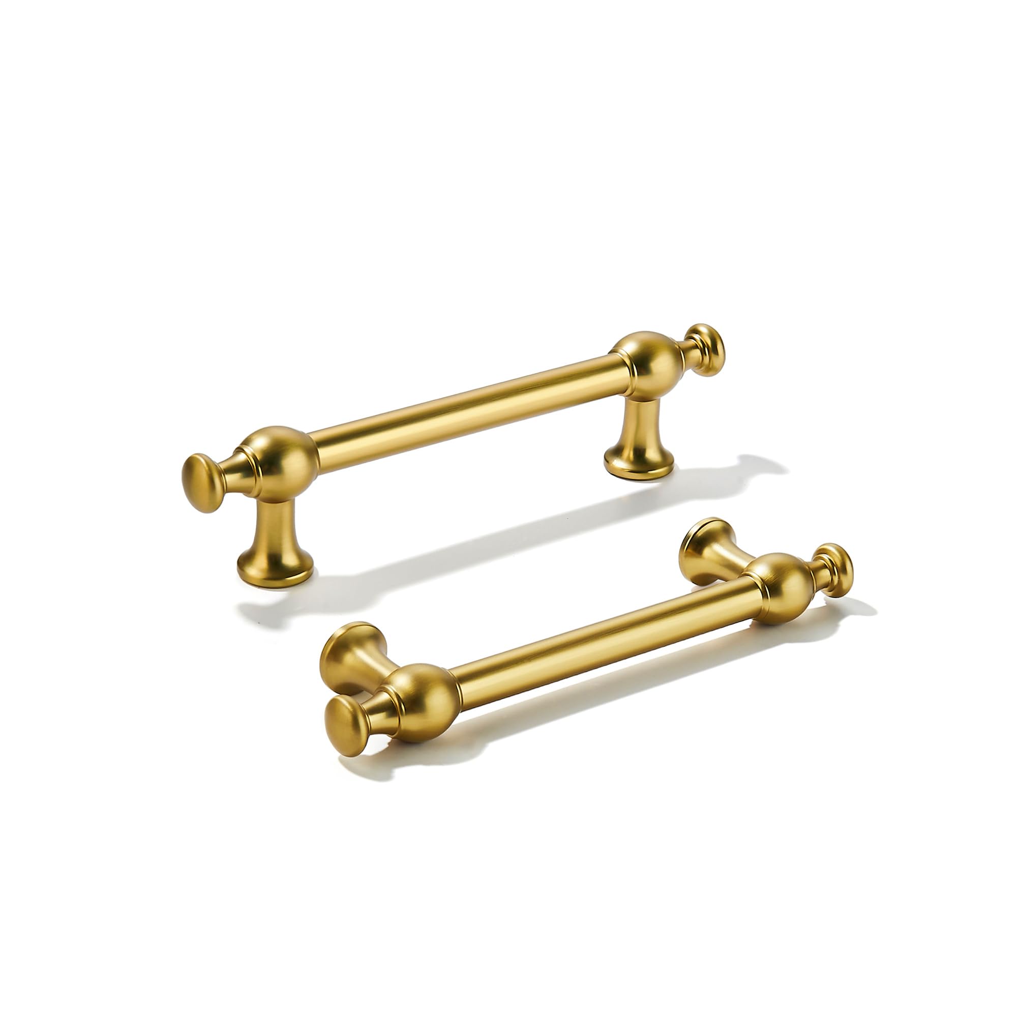 KHTUMEWARE-80453 Vibrant Brushed Moderne Brass Cabinet Pulls CTC 4 in (102 mm) 5-Pack