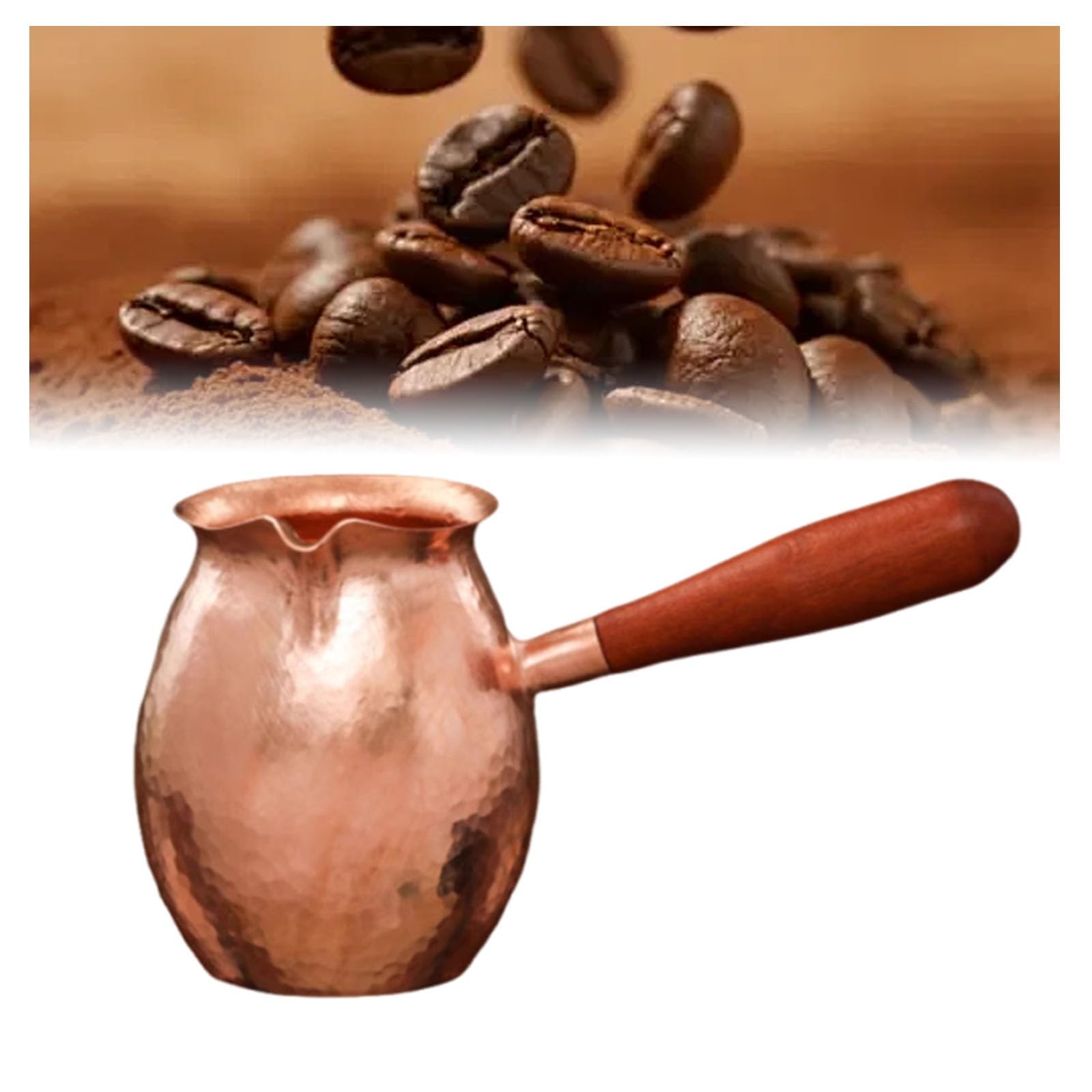 500 ml türkische Kaffeekanne, Handgemachte Kupfer Kupferkanne | Hitzebeständig Mokkakanne mit Griff Butterschmelzkanne, FüR Milch, Kaffee Und HeißE Schokolad