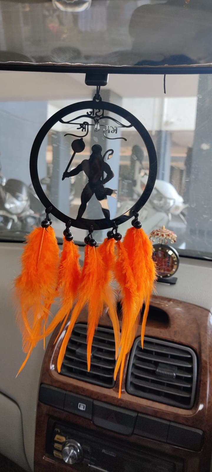 Cresale Jay Shree Ram Car Hanging Mirror Decor Ornament Accessories Good Luck Hand Made Dream Catcher Positive Vibes Balcony,Gift, Car, Wind Chimes, Room Dream Catcher (Pack of 1) (Orange)-image-25