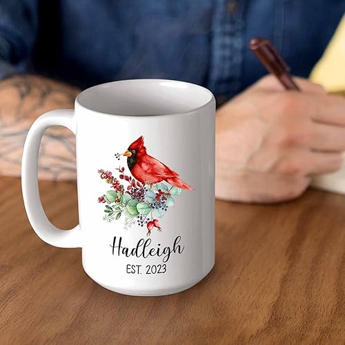 Miniatura 6 de Tazas de café con nombre y año con nombre y año con diseño de cardenal rojo en memoria, regalos para cualquier persona que pierda a un ser querido,
