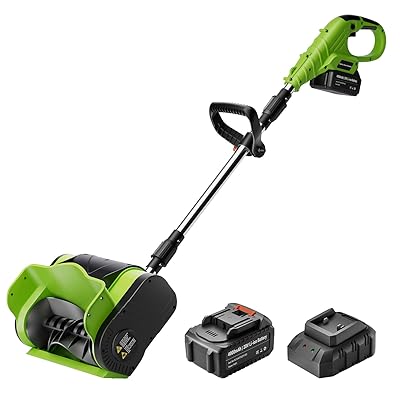 12-Inch 20V Cordless Electric Snow Shovel - 16ft Throwing Distance, Battery Snow Blower for Driveway, Sidewalk, Walkway, Deck & Patio (20V 4Ah Battery & Quick Charger Included)