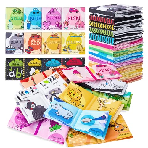 Image of Baby Books 0-6 Months, Baby Book Crinkle Books for Babies 12 PCS Bath Books Baby Infant Toddler Sensory Toys Activity Non-Toxic Early Educational Cloth Book Set Quiet Book My First Books, Baby Gift