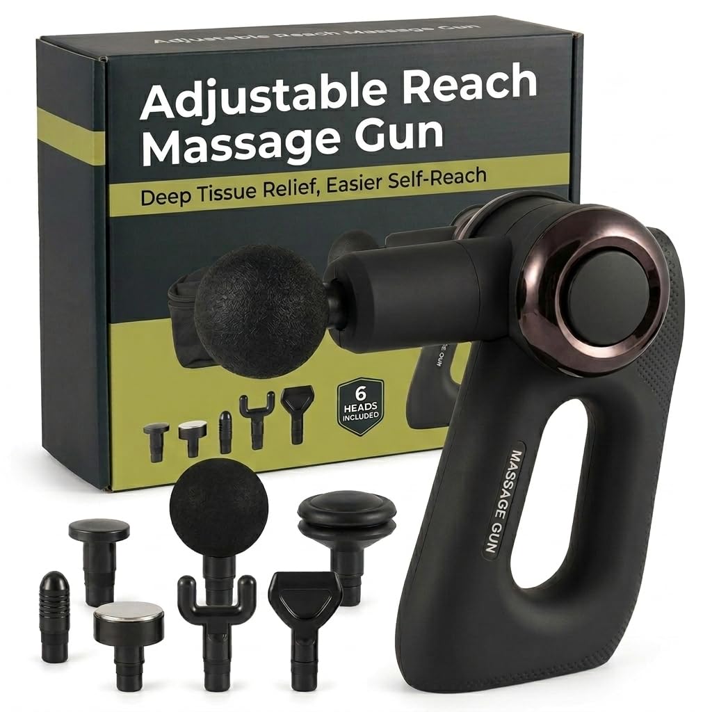 Massagepistole mit verstellbarem Arm, Tiefengewebe Rücken & Nacken Massagegerät