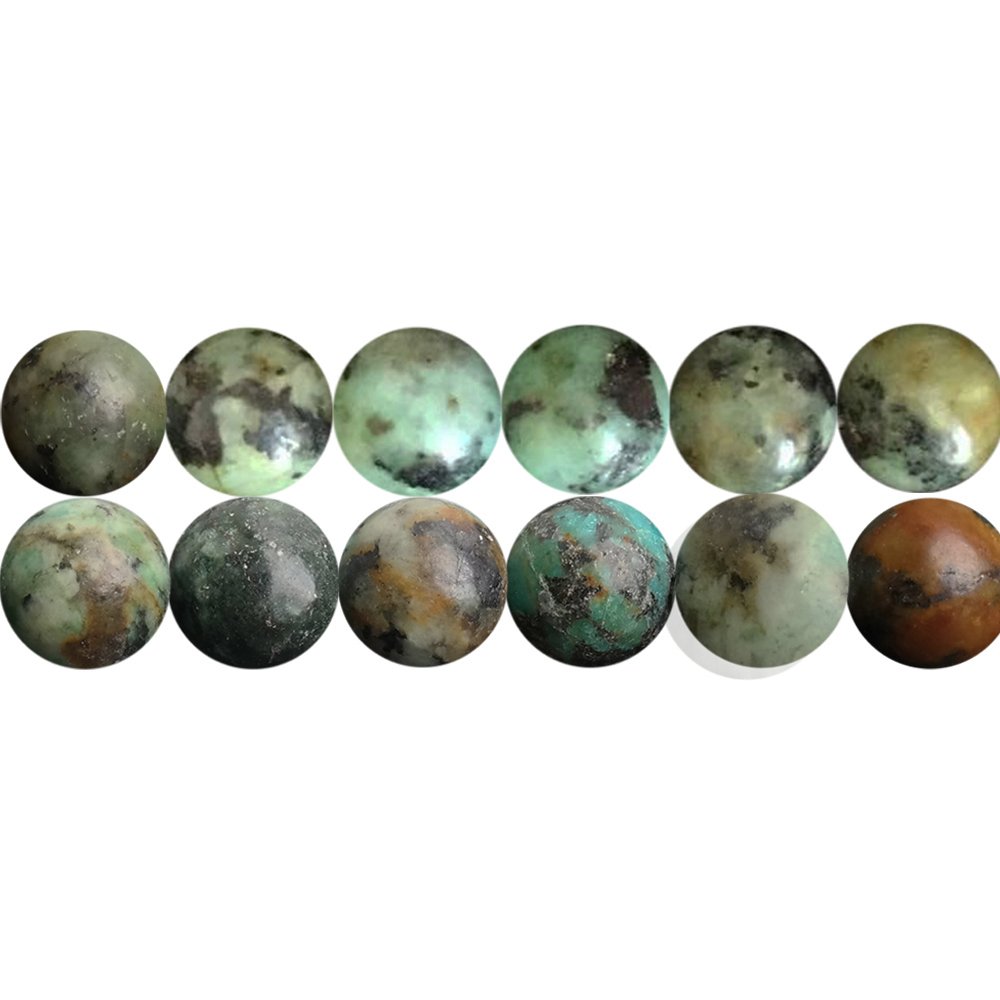 Perline di pietra preziosa rotonda blu-verde di grado A in turchese africano (naturale) - 6 mm, 8 mm, 10 mm (fili da 8 o 16) Turchese rotondo - Italia