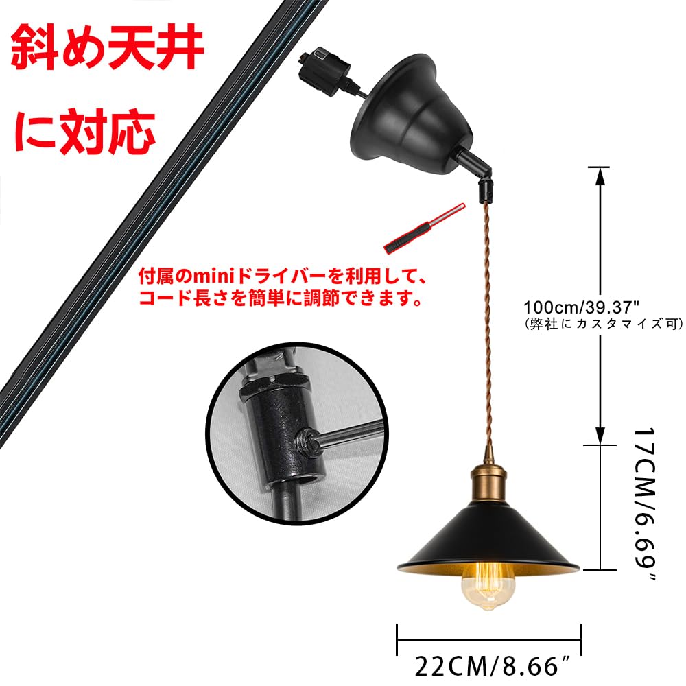 Amazon.co.jp : FSLiving ペンダントライト ダクトレールライト 傾斜