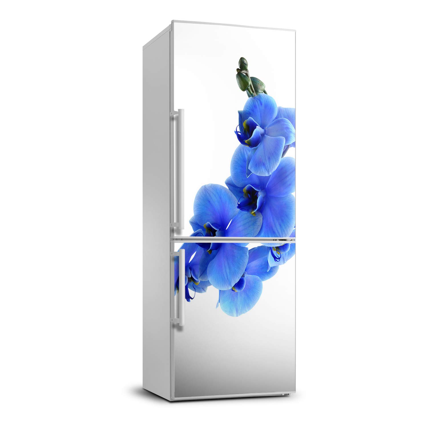 Autocollant frigo 70x190cm deco cuisine sticker frigo adhesif orchidée bleue Tulup