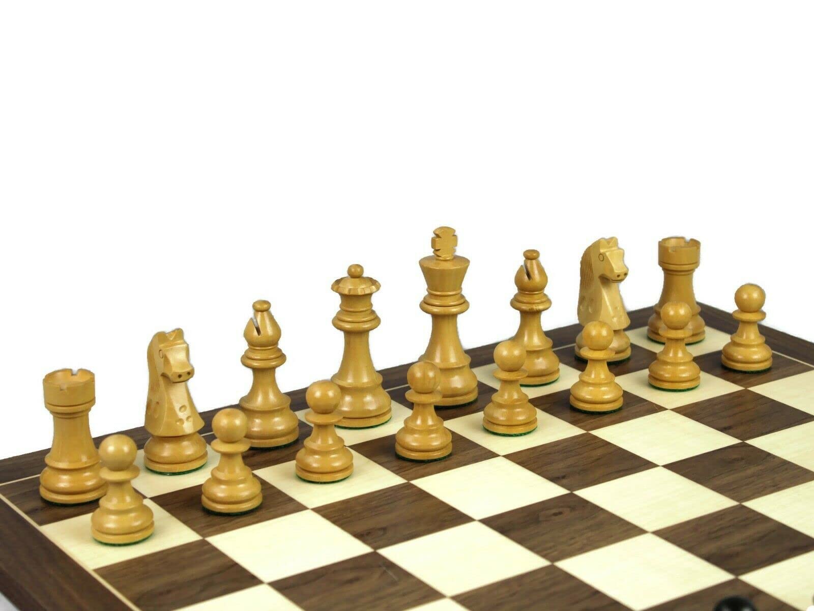 Set di scacchi in legno con tavola in noce da 16 pollici ponderata in ebano tedesco Staunton pezzi 7,9 cm